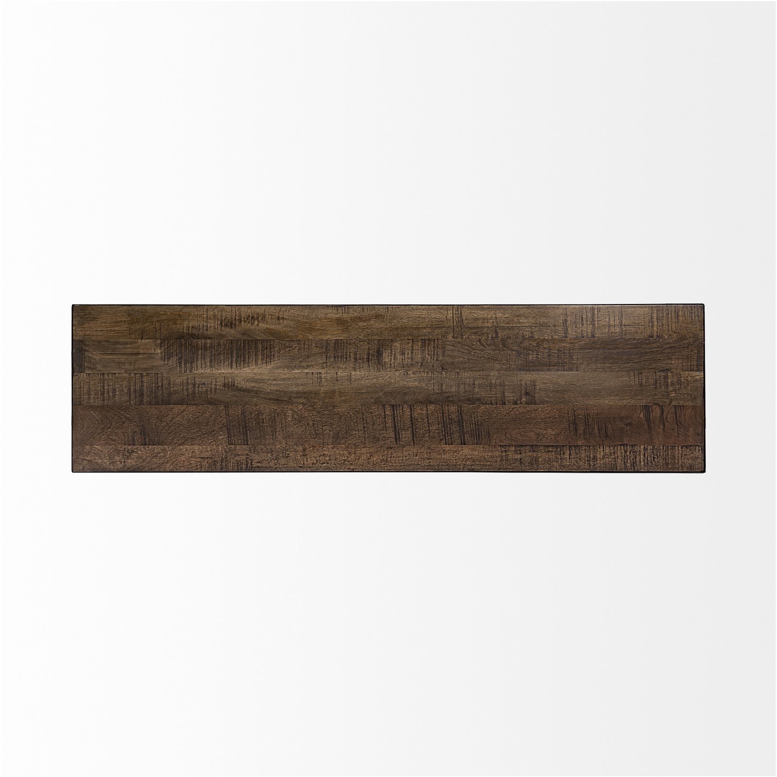 66" Brown And Black Iron and Solid Wood Bench - Image 9