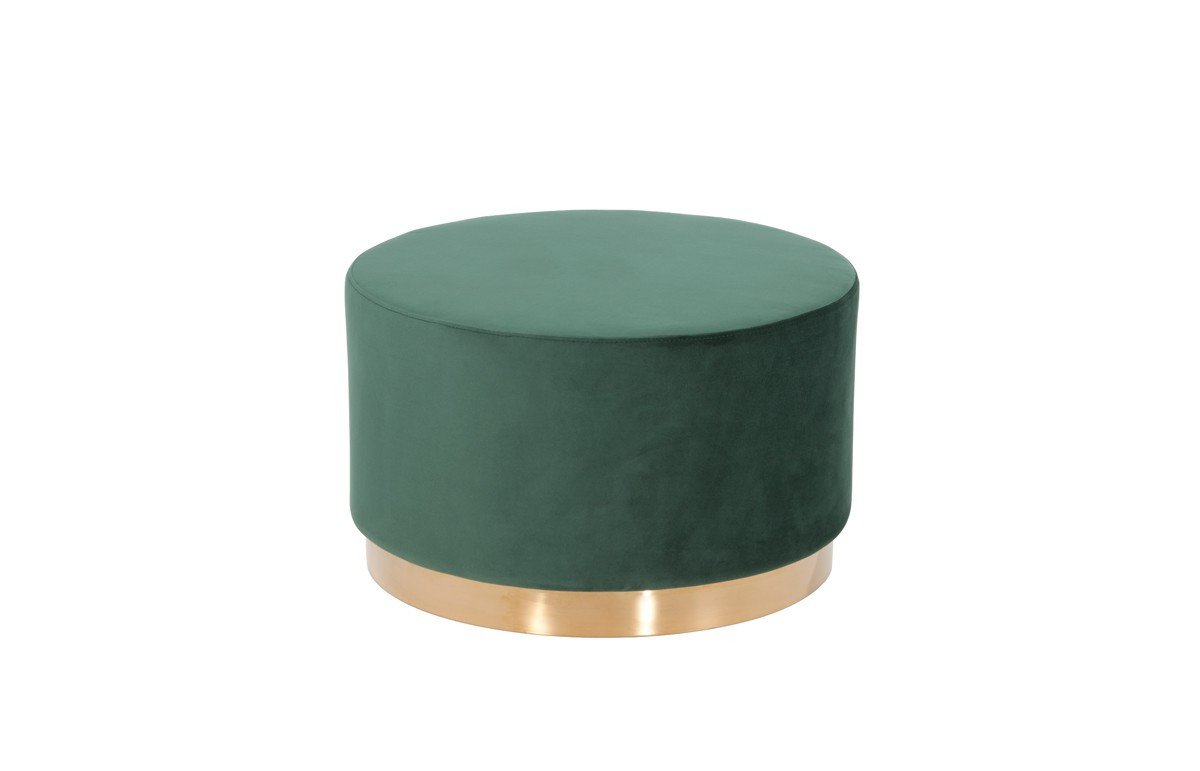 24" Green and Gold Velvet Footstool - Image 2