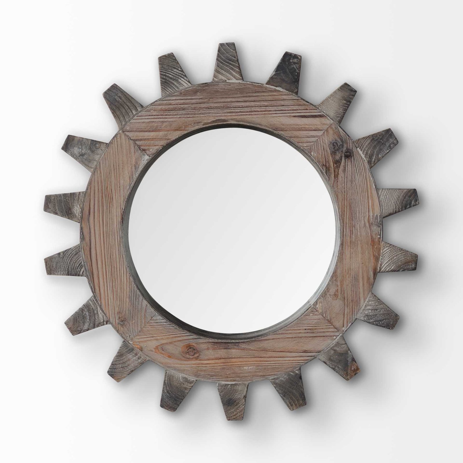 17" Brown Solid Wood Abstract Framed Accent Mirror - Image 2