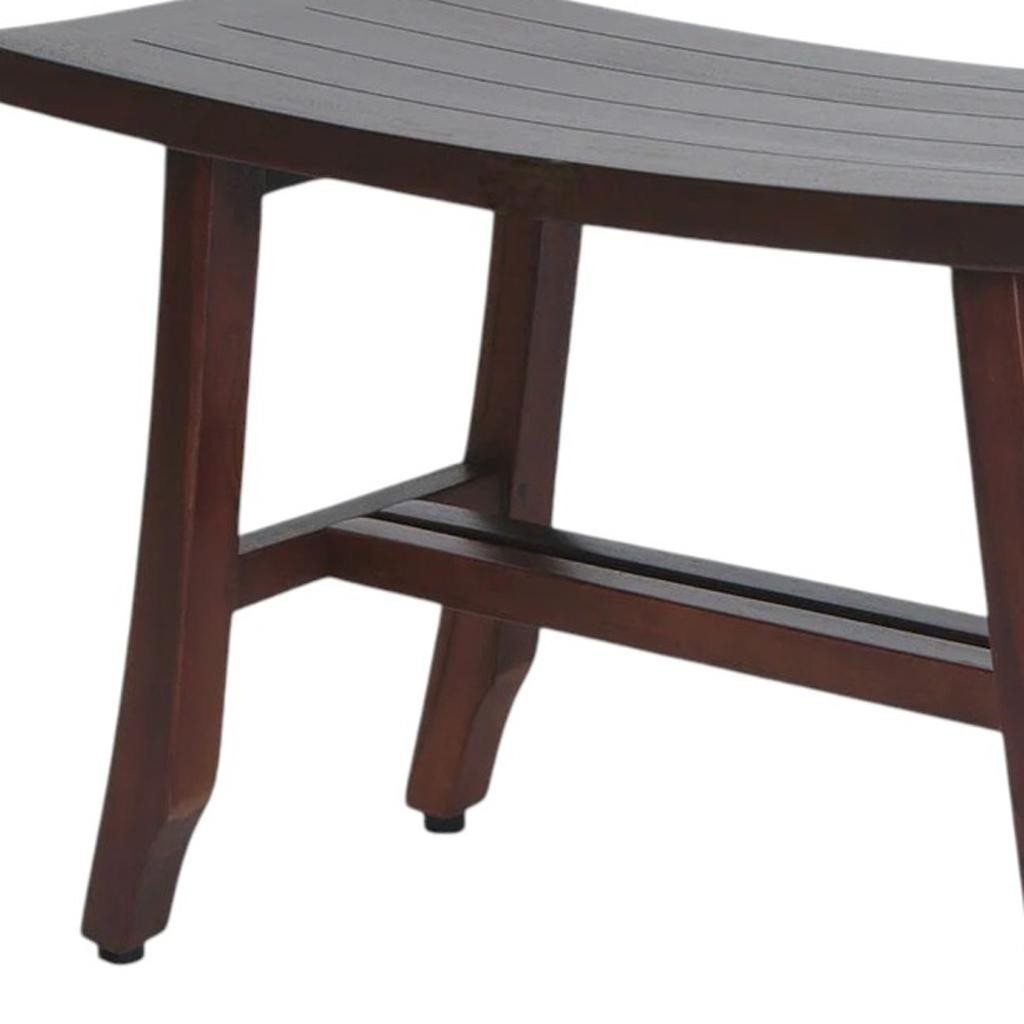 24" Dark Brown Solid Teak Wood Shower Bench - Image 3