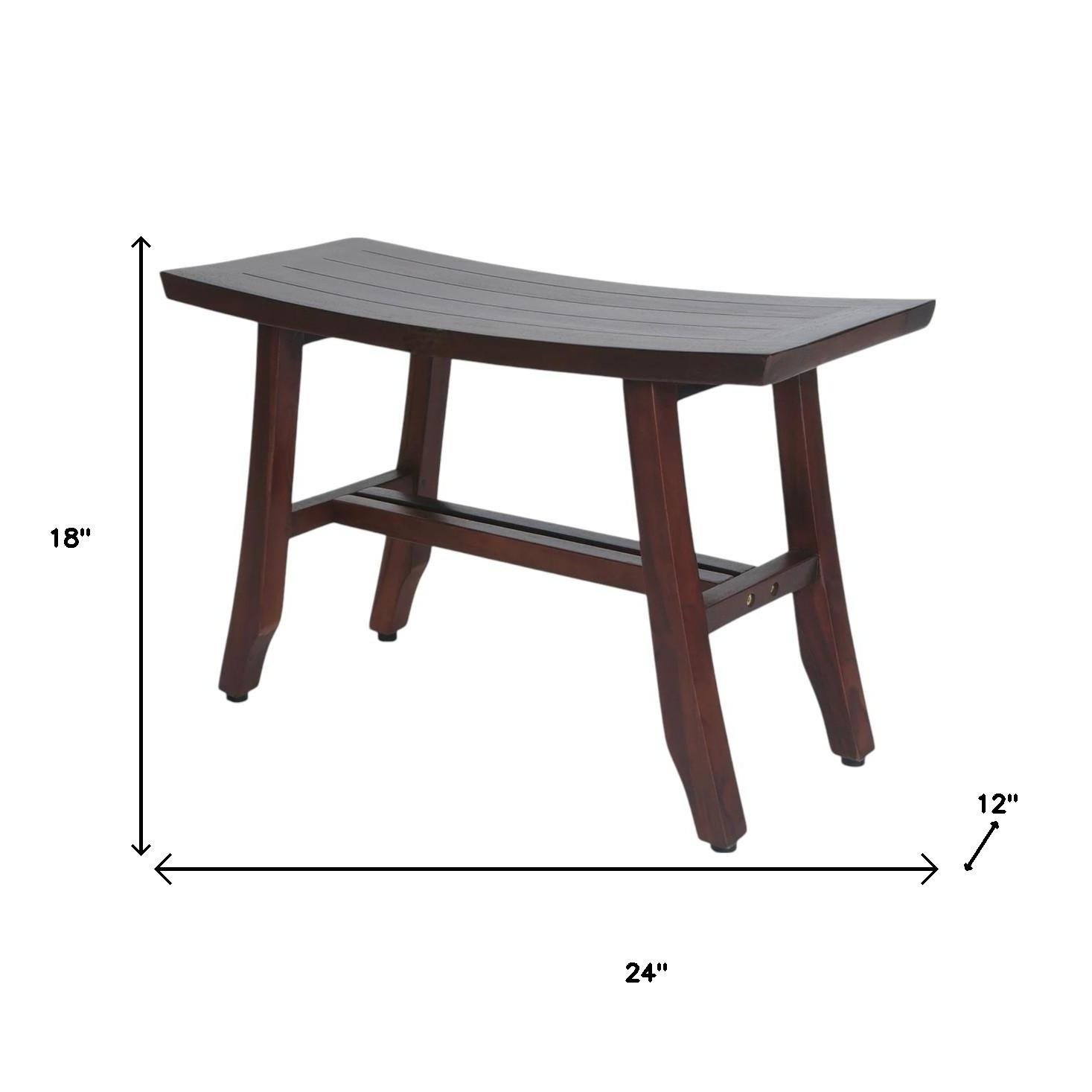 24" Dark Brown Solid Teak Wood Shower Bench - Image 6