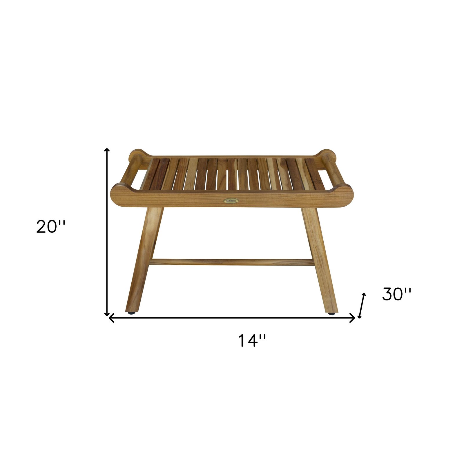 Rectangular Teak Shower Bench With Handles In Natural Finish - Image 9