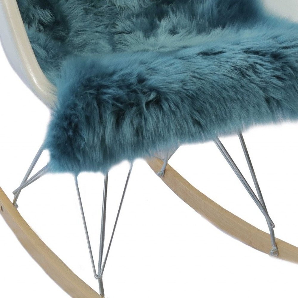 2' X 3' Teal New Zealand Natural Sheepskin Rug - Image 4