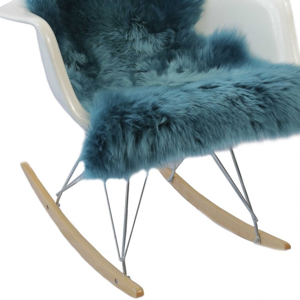 2' X 3' Teal New Zealand Natural Sheepskin Rug - Image 5