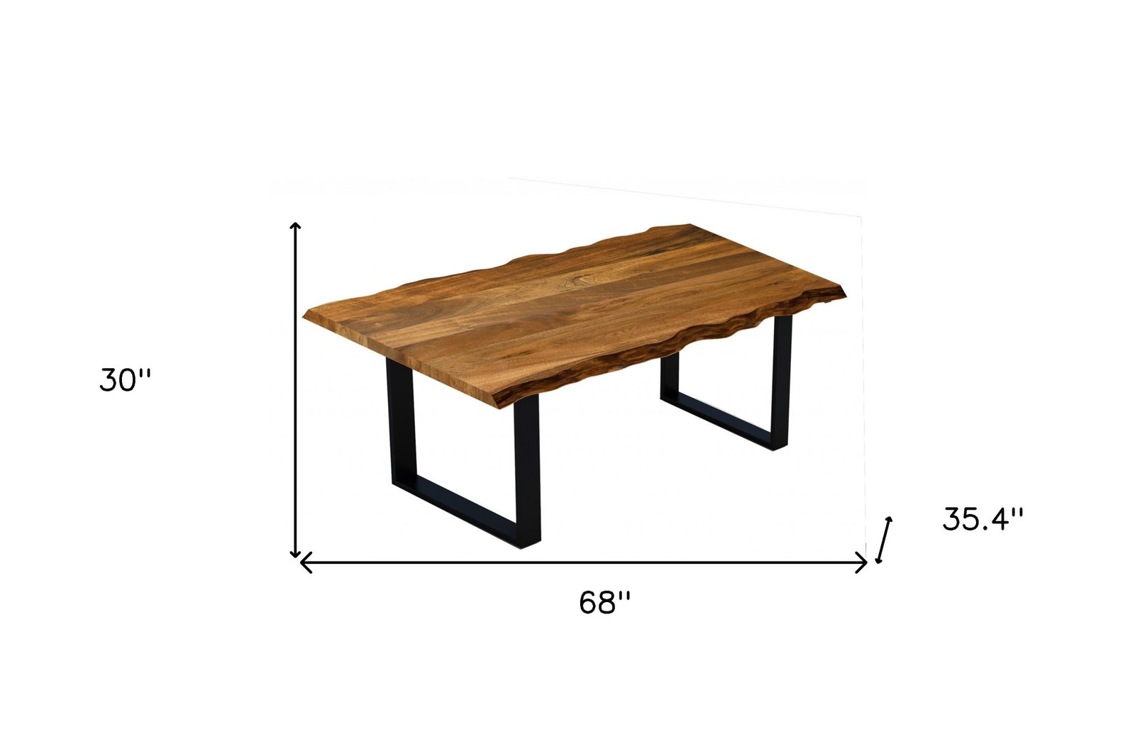 68" Brown And Black Solid Wood Sled Base Dining Table - Image 6