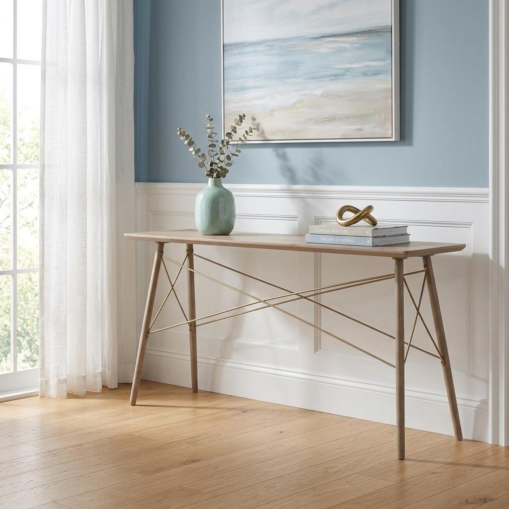 66" Brown Solid Wood Console Table