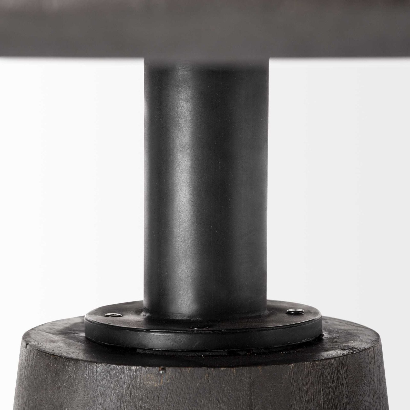 54" Dark Brown Solid Wood And Iron Pedestal Base Round Top Dining Table - Image 4