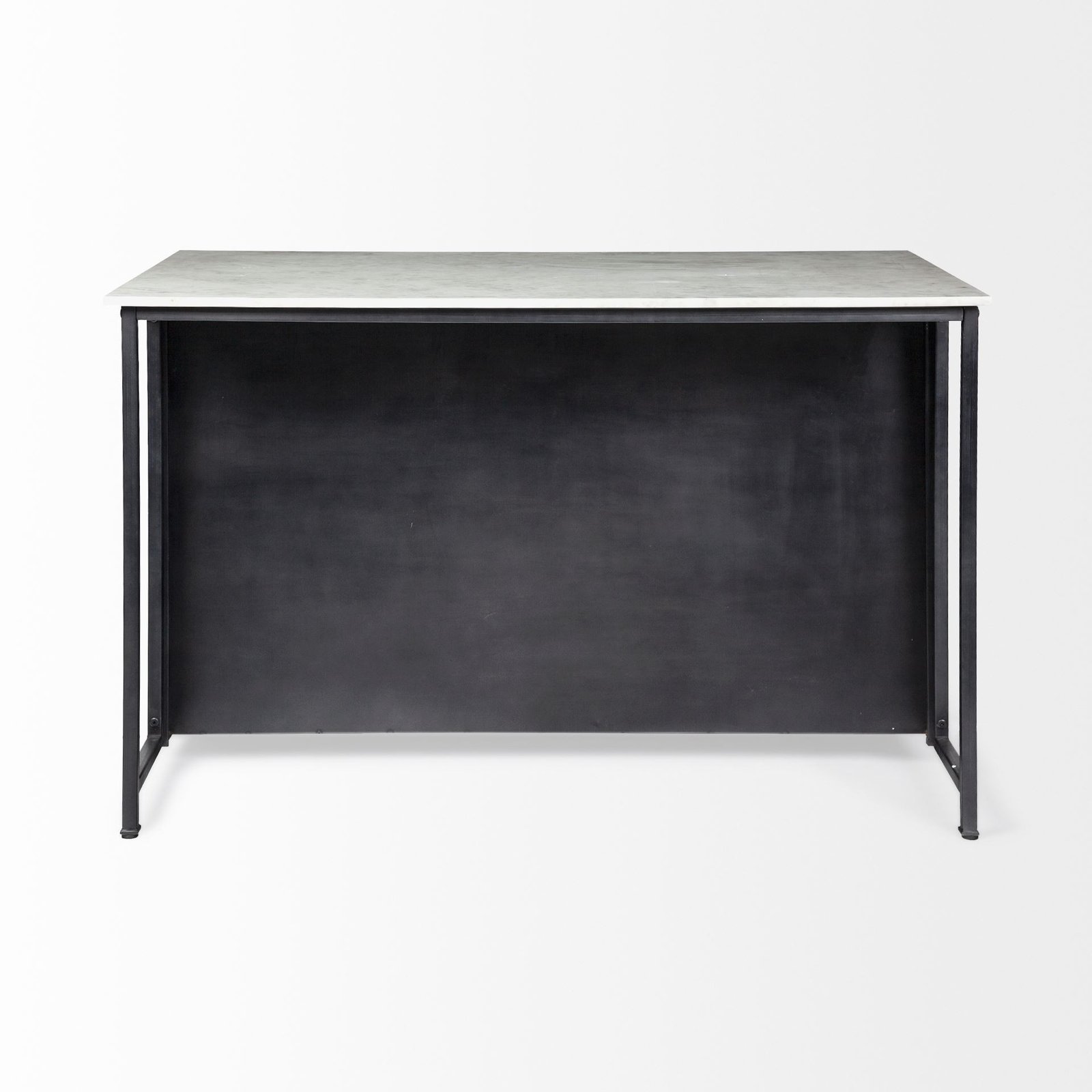 Solid Iron Black Body White Marble Top Kitchen Island With 4 Drawer - Image 5