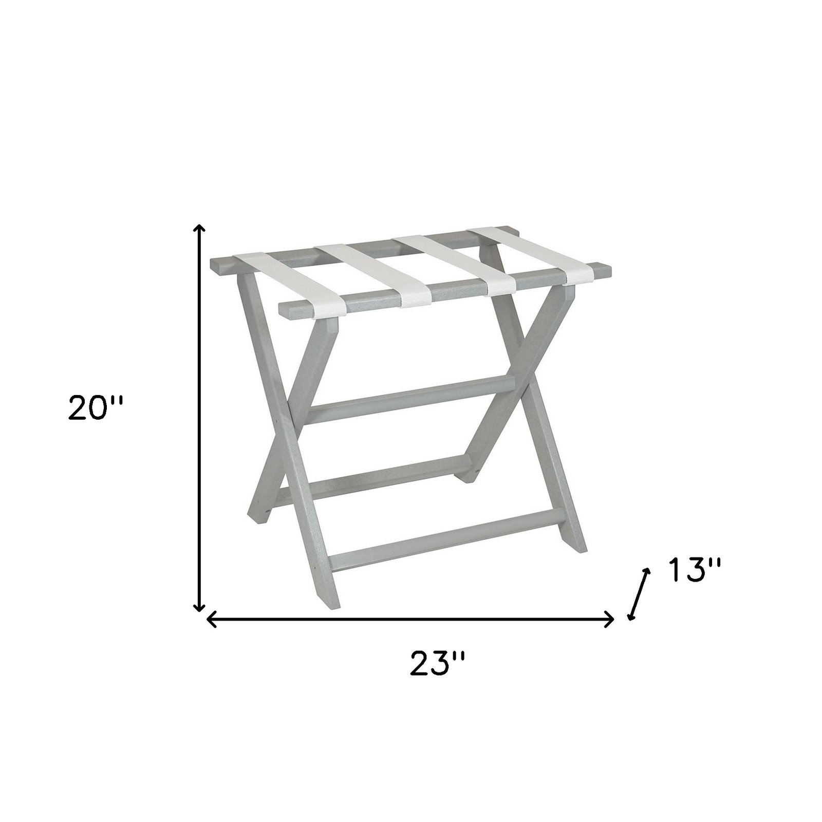 Earth Friendly Light Gray Folding Luggage Rack With White Straps - Image 9