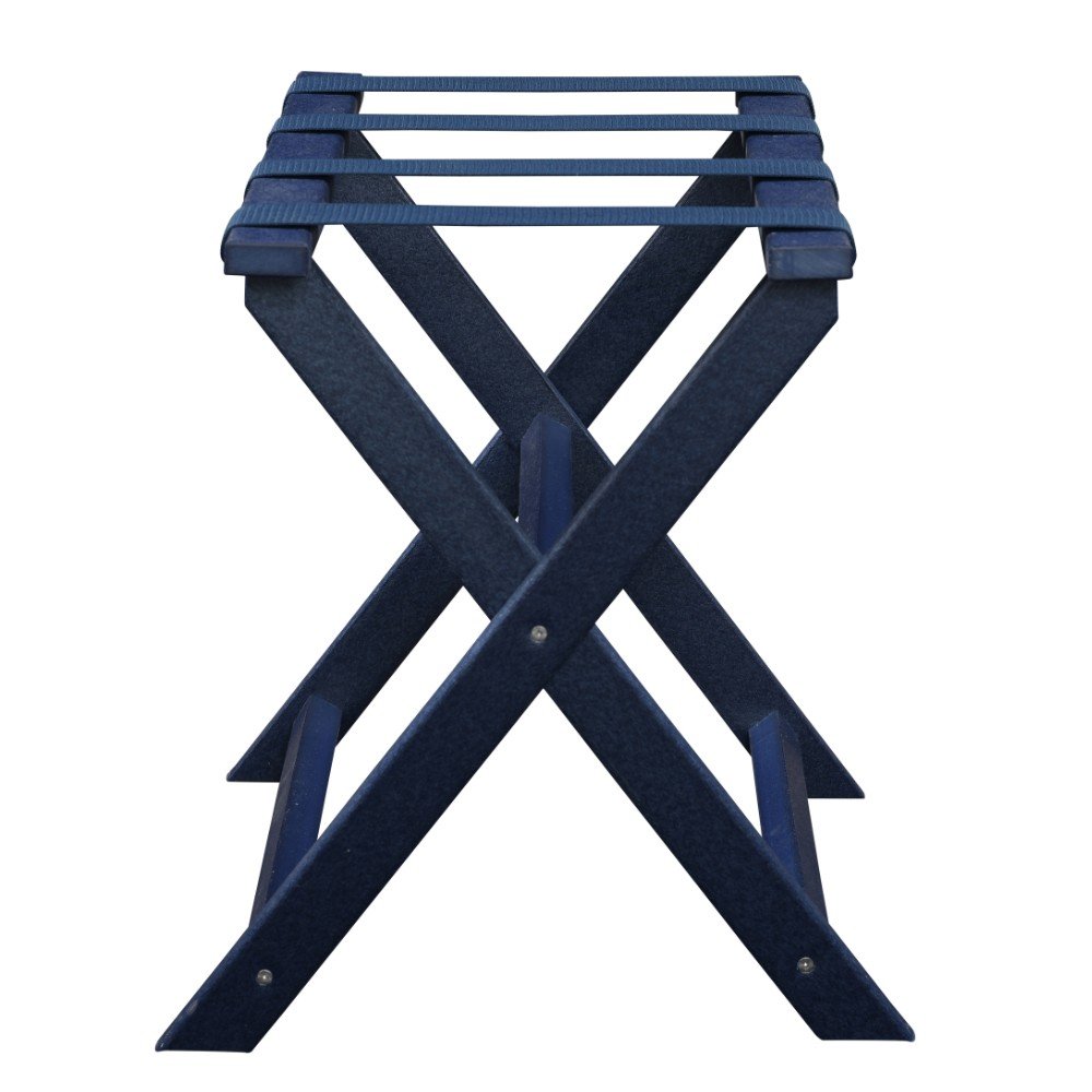 Earth Friendly Navy Blue Folding Luggage Rack With Navy Straps - Image 3