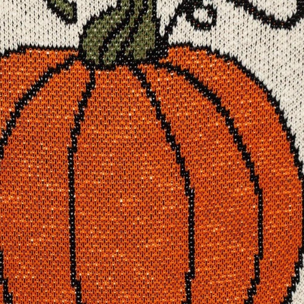 20" Ivory And Orange Pumpkin Cotton Throw Pillow - Image 5