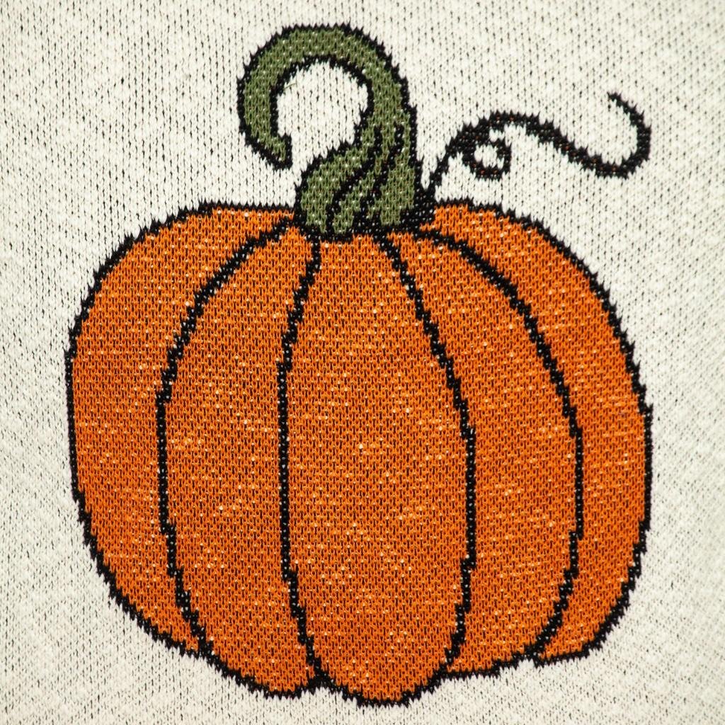 20" Ivory And Orange Pumpkin Cotton Throw Pillow - Image 7