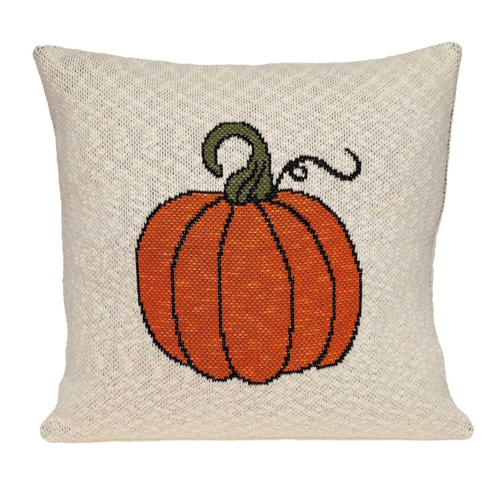 20" Ivory And Orange Pumpkin Cotton Throw Pillow - Image 2
