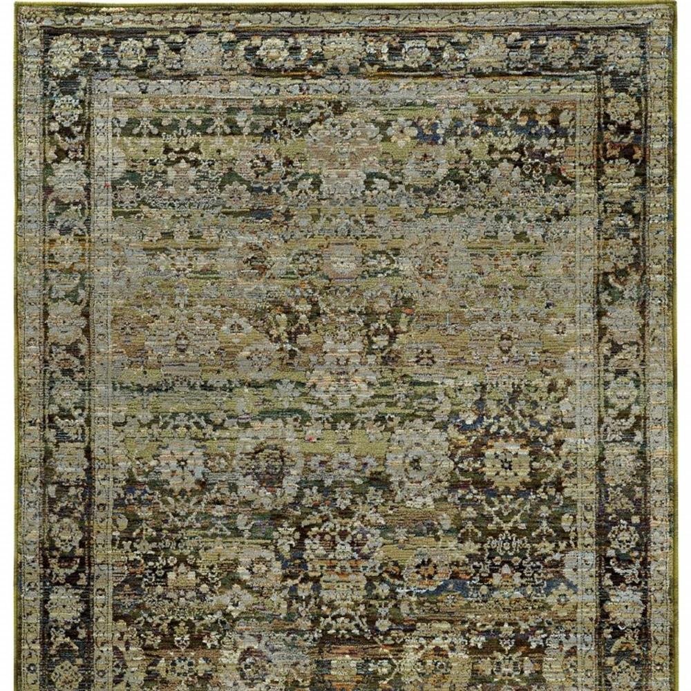 5' X 8' Green And Brown Floral Area Rug - Image 4