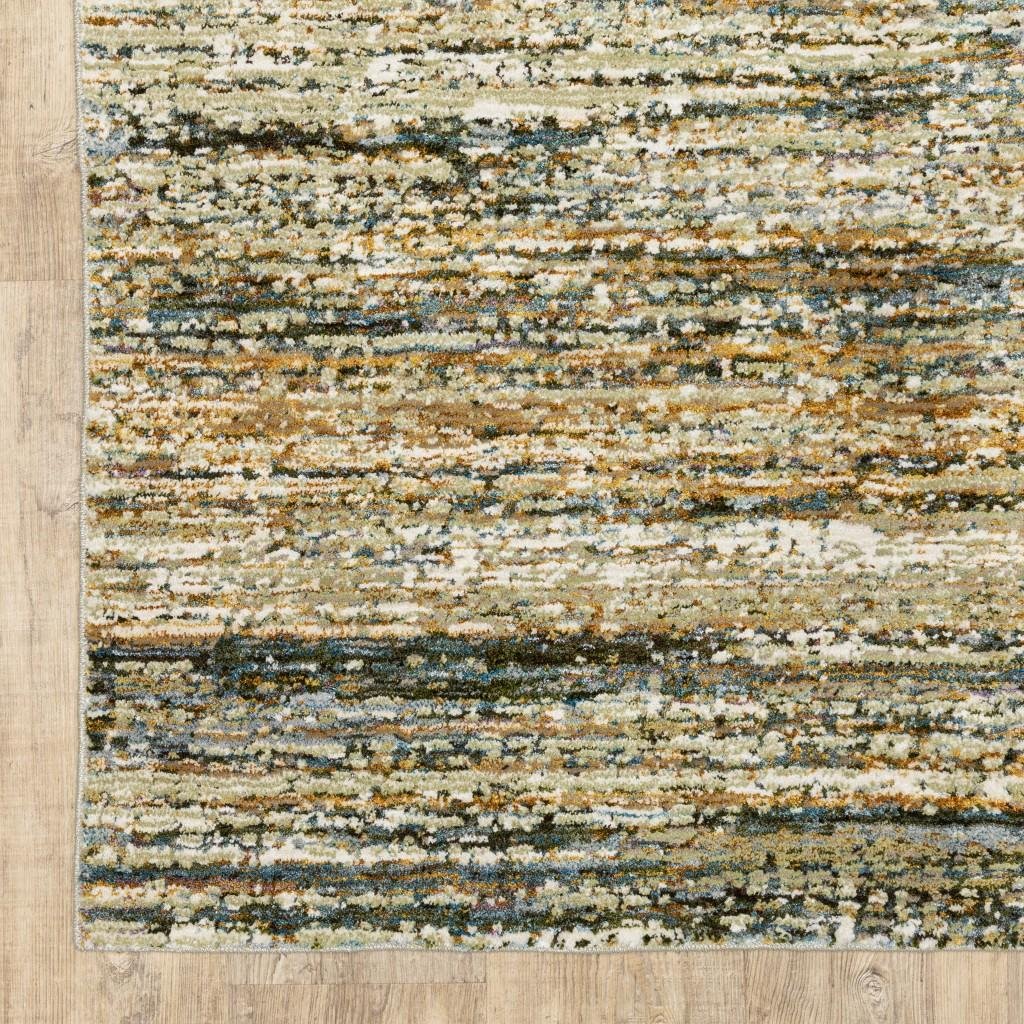 2' X 8' Gold And Green Abstract Runner Rug - Image 7