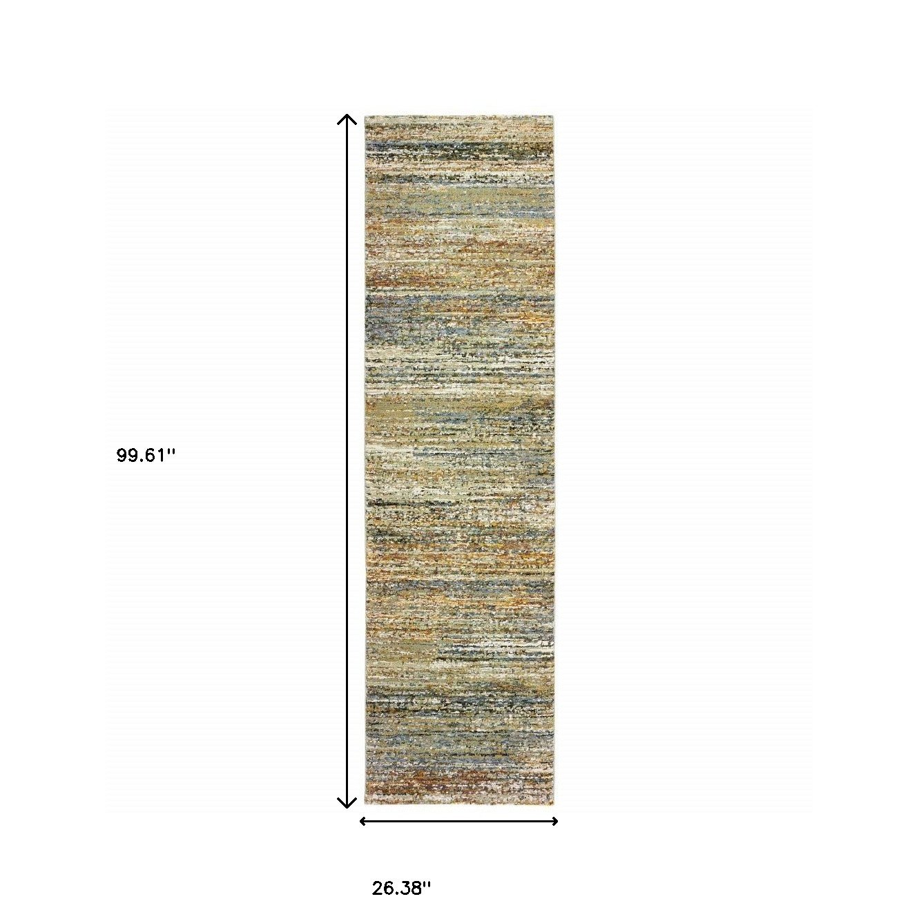 2' X 8' Gold And Green Abstract Runner Rug - Image 6