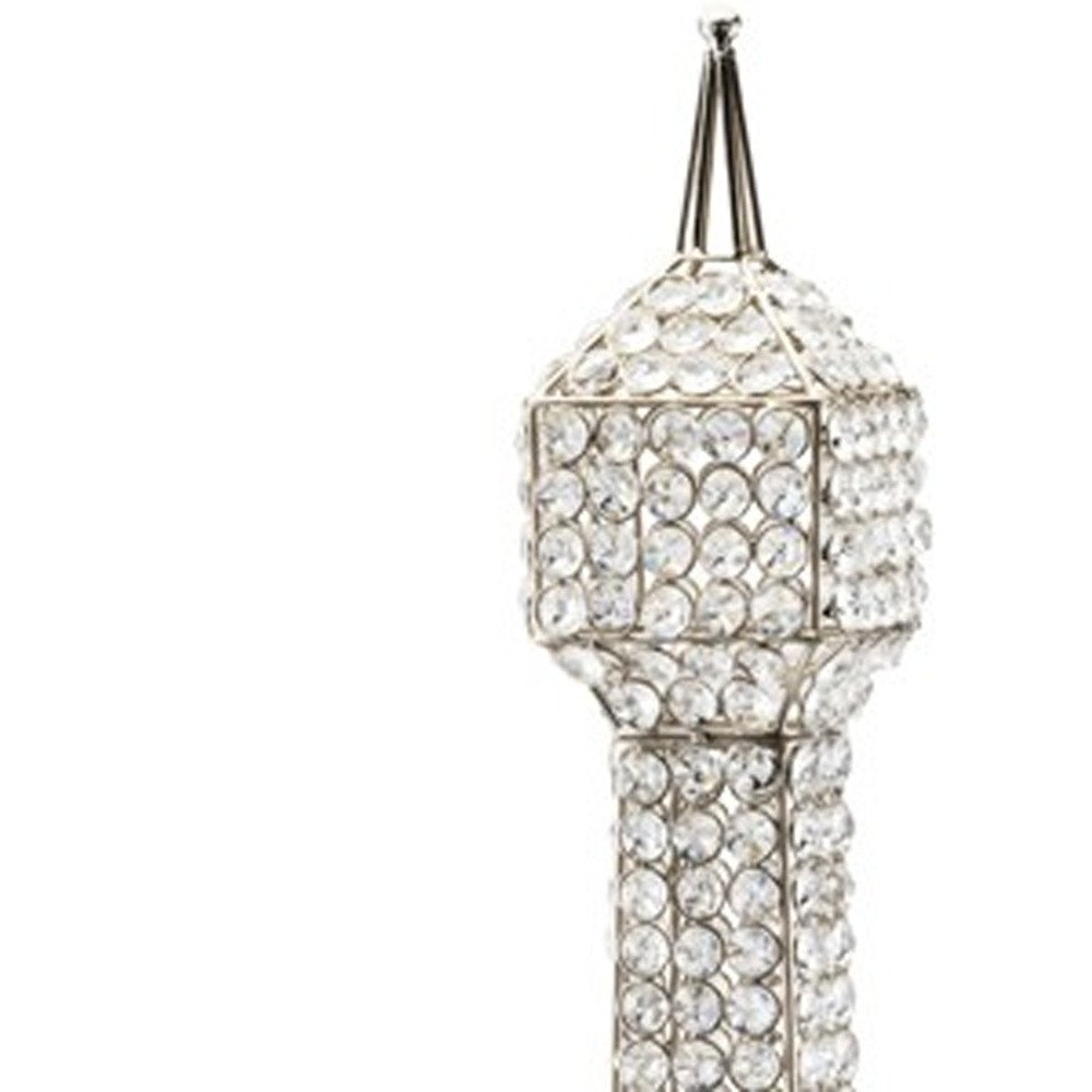 40" Silver Faux Crystal and Silver Tabletop Sculpture - Image 6