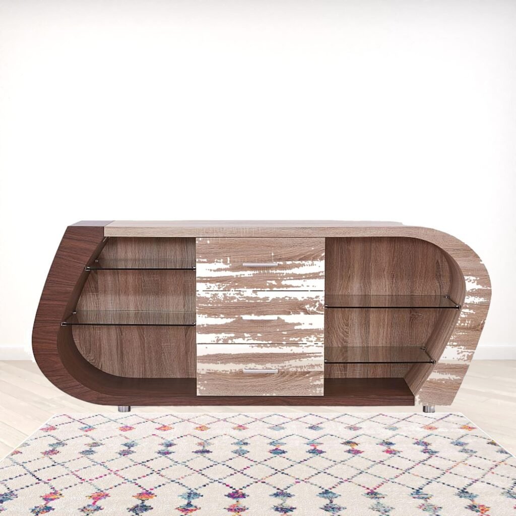Oak And Walnut Multi Tone Buffet With 3 Drawers
