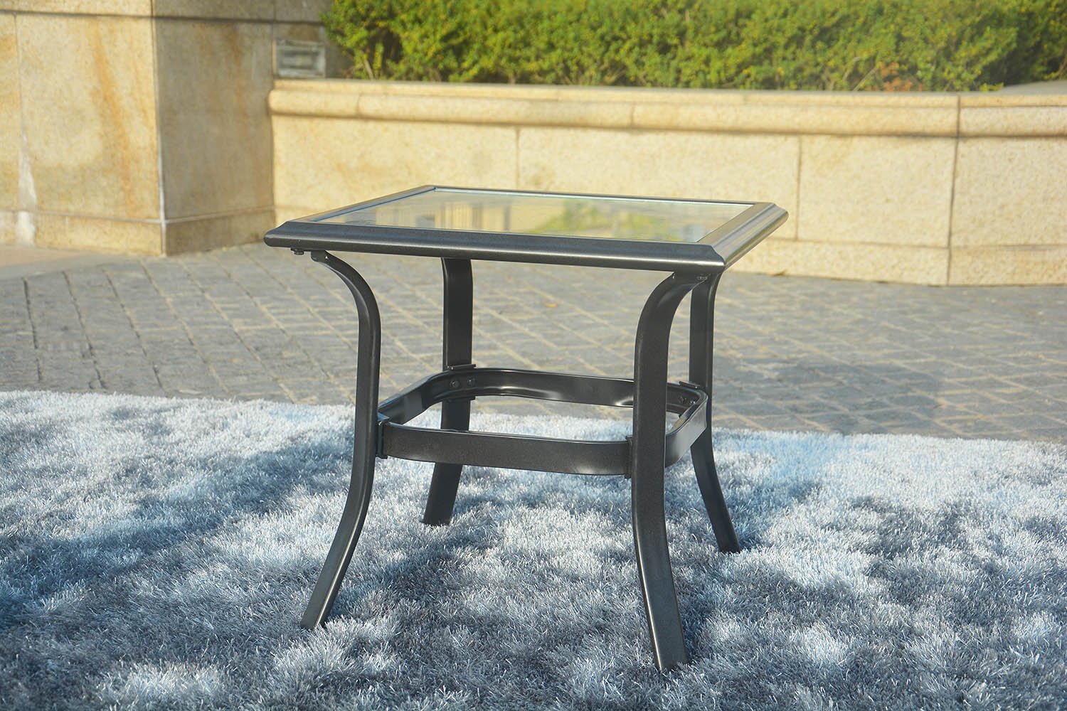 Five Piece Black and Beige Metal Sofa Seating Group With Table - Image 8
