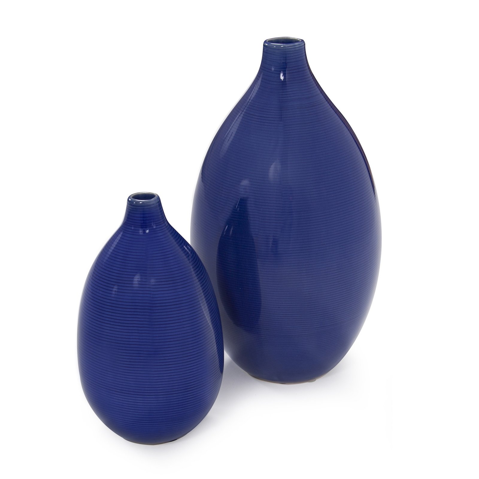 Set of Two Cobalt Ceramic Round Table Vases - Image 5