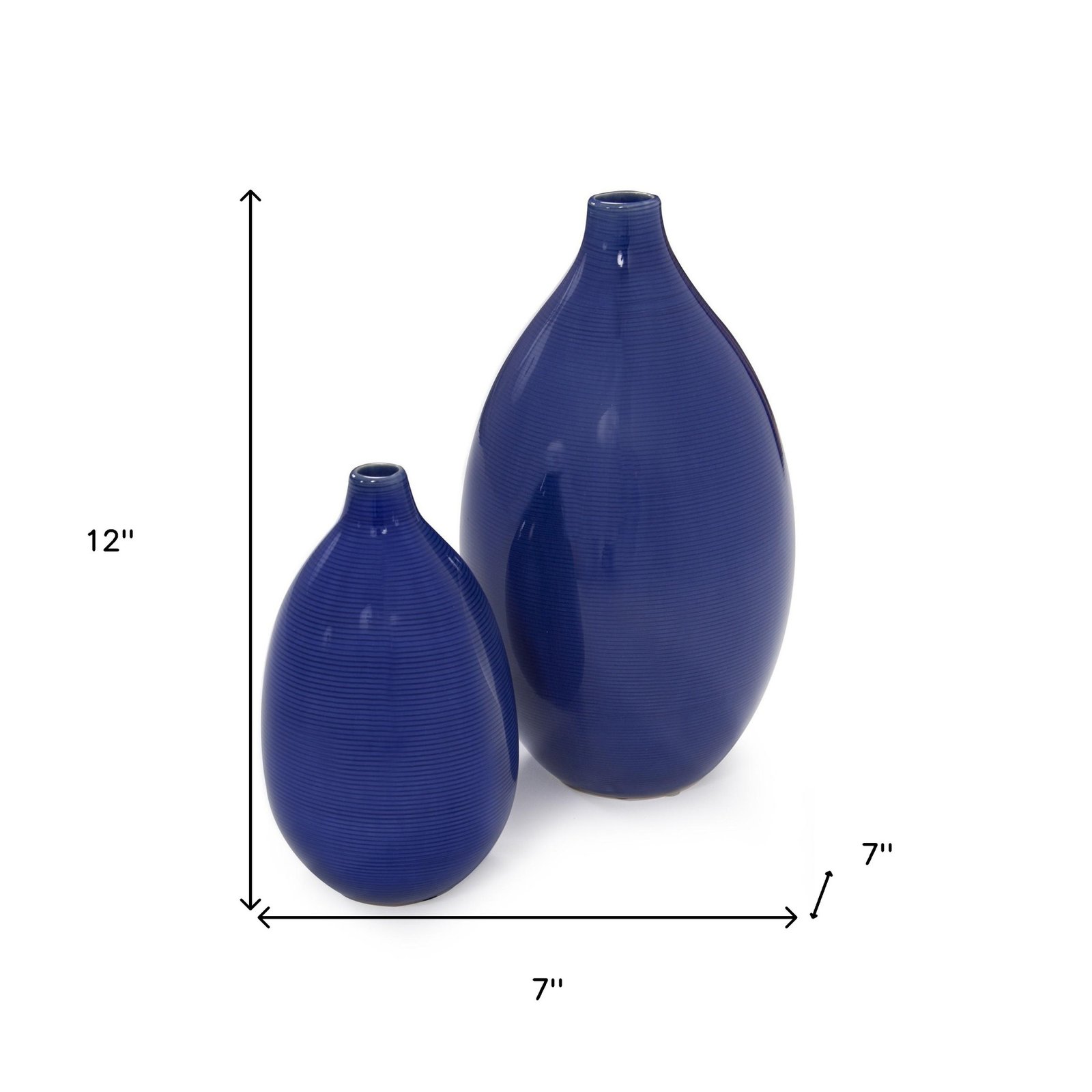 Set of Two Cobalt Ceramic Round Table Vases - Image 8
