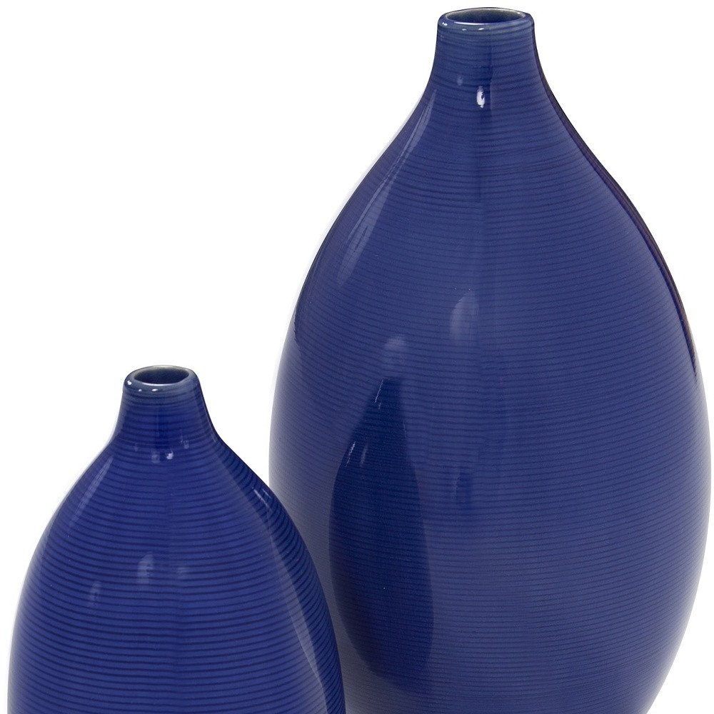 Set of Two Cobalt Ceramic Round Table Vases - Image 7