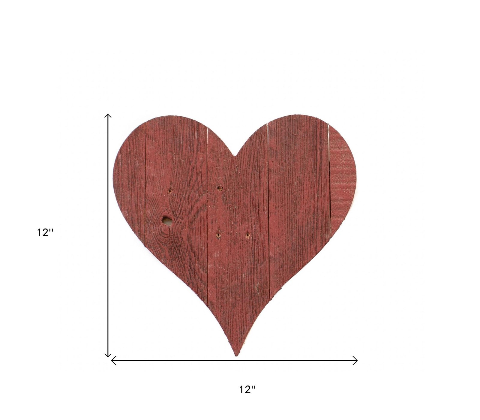 12" X 12" Red Wood Heart Hanging Dimensional Sculpture - Image 5