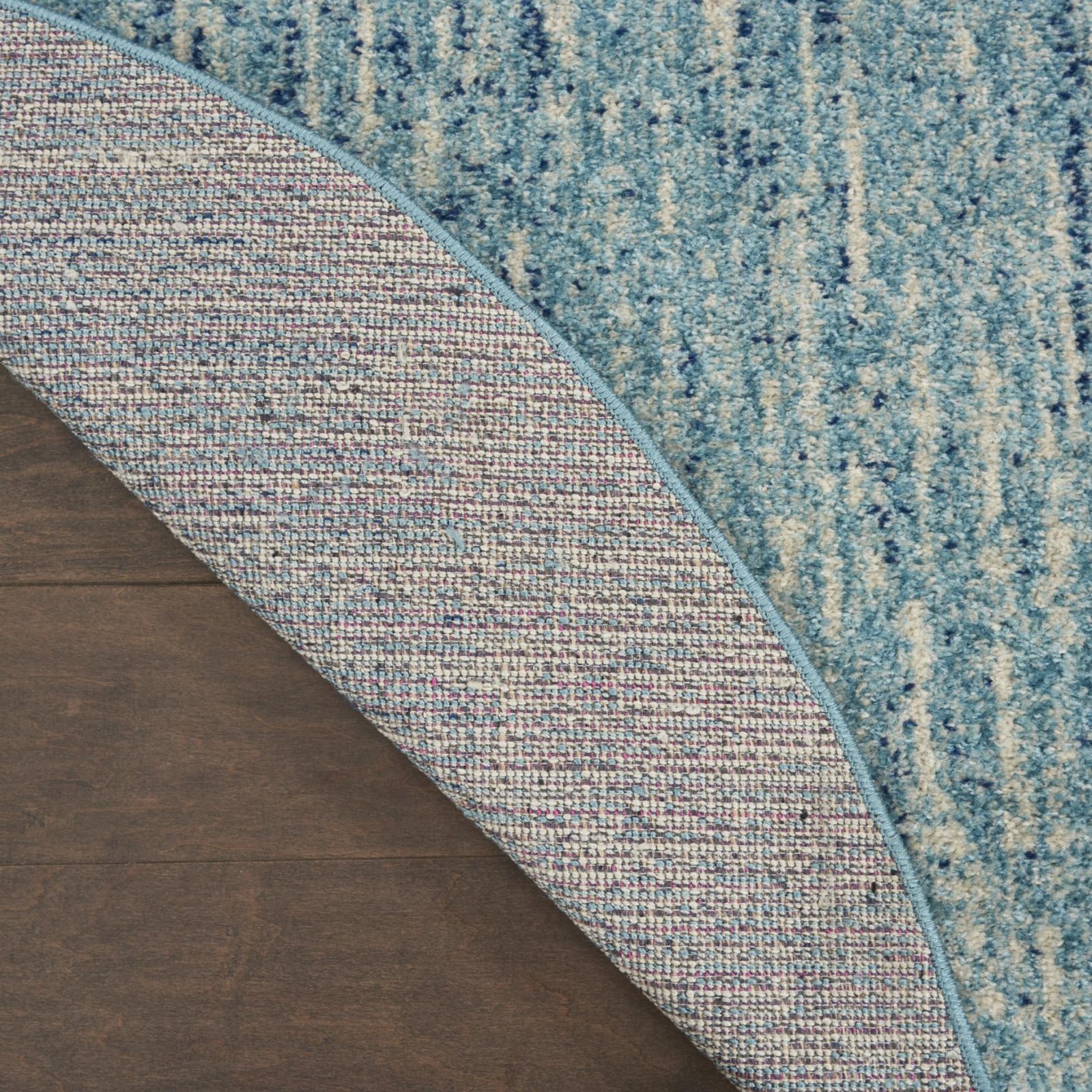 4' Blue And Ivory Abstract Round Rug - Image 8