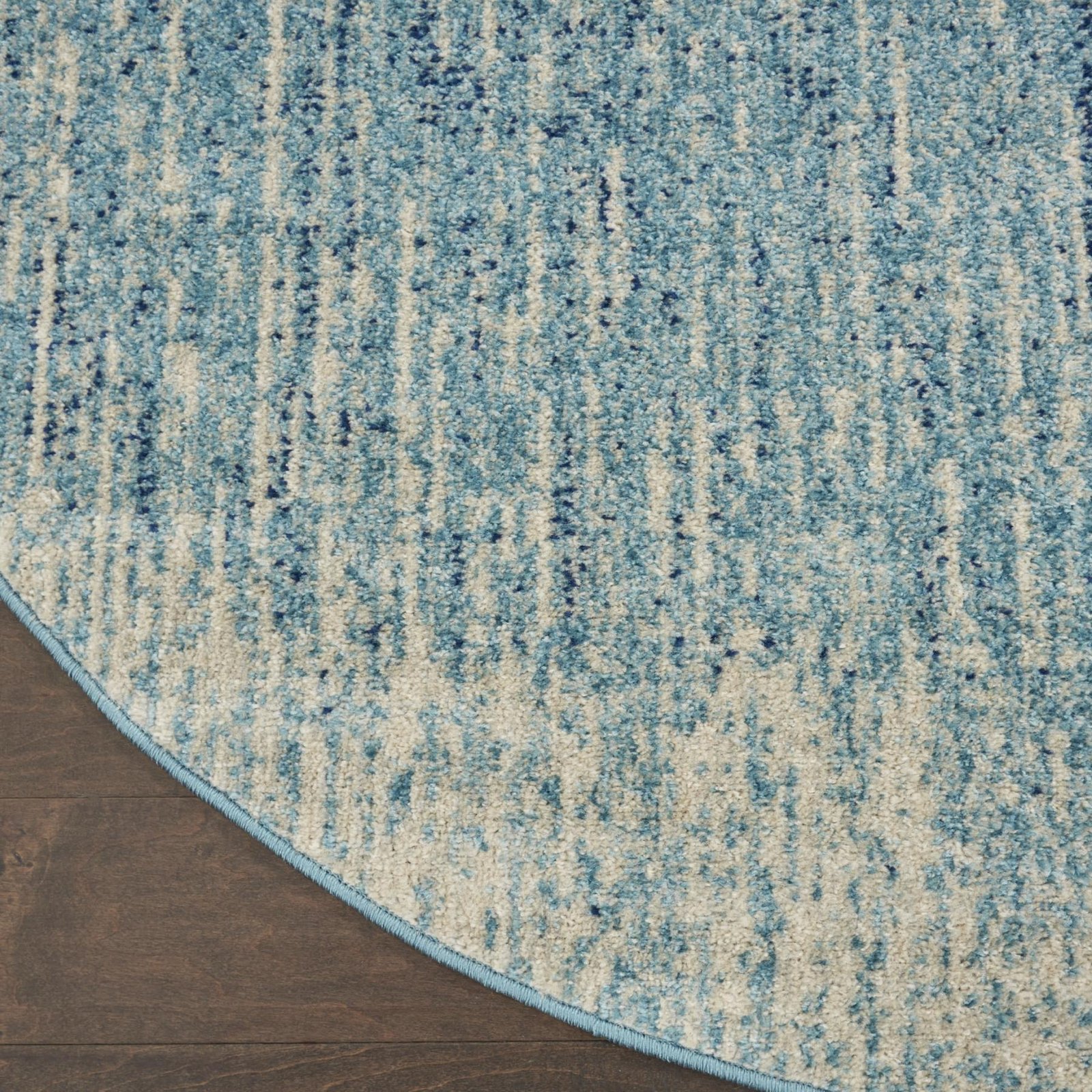 4' Blue And Ivory Abstract Round Rug - Image 9
