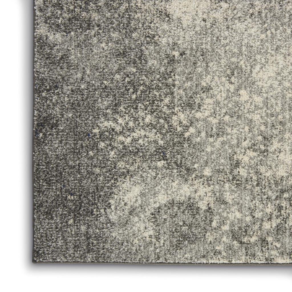 6' Gray And Ivory Abstract Runner Rug - Image 8
