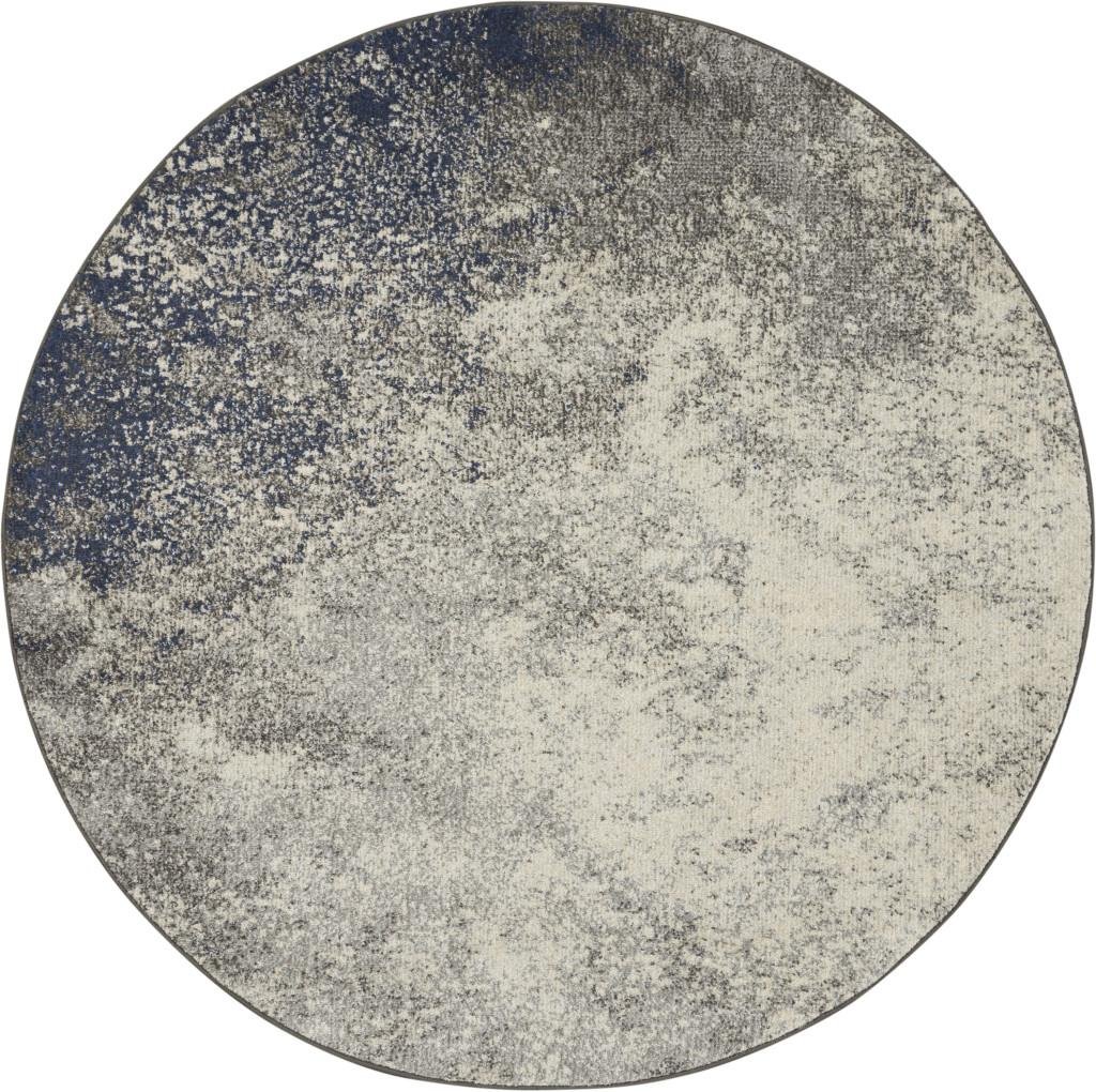 4' Gray And Ivory Abstract Round Rug - Image 4