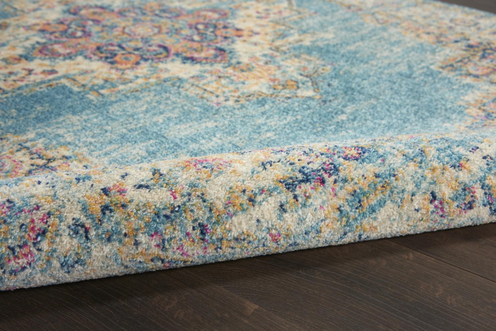 6' Blue And Ivory Southwestern Distressed Runner Rug - Image 4