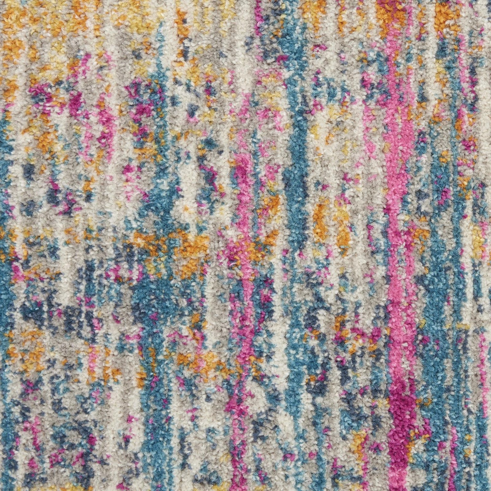 8' Ivory And Blue Abstract Runner Rug - Image 2