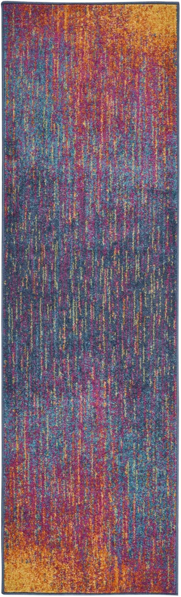 8' Blue And Orange Abstract Runner Rug - Image 9