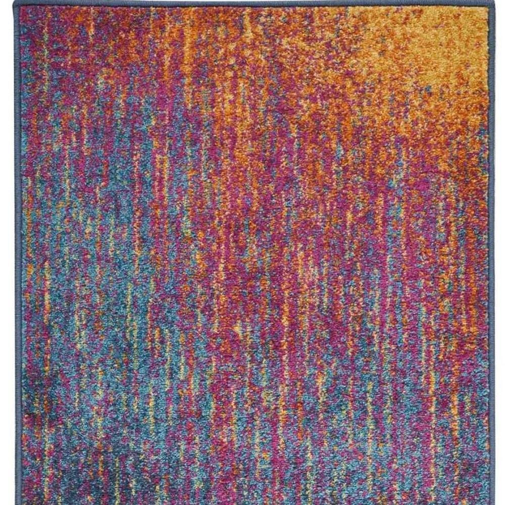 8' Blue And Orange Abstract Runner Rug - Image 6