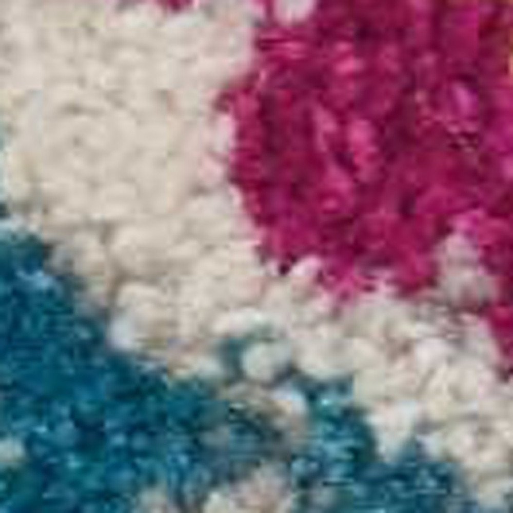 8' Ivory And Blue Floral Runner Rug - Image 5