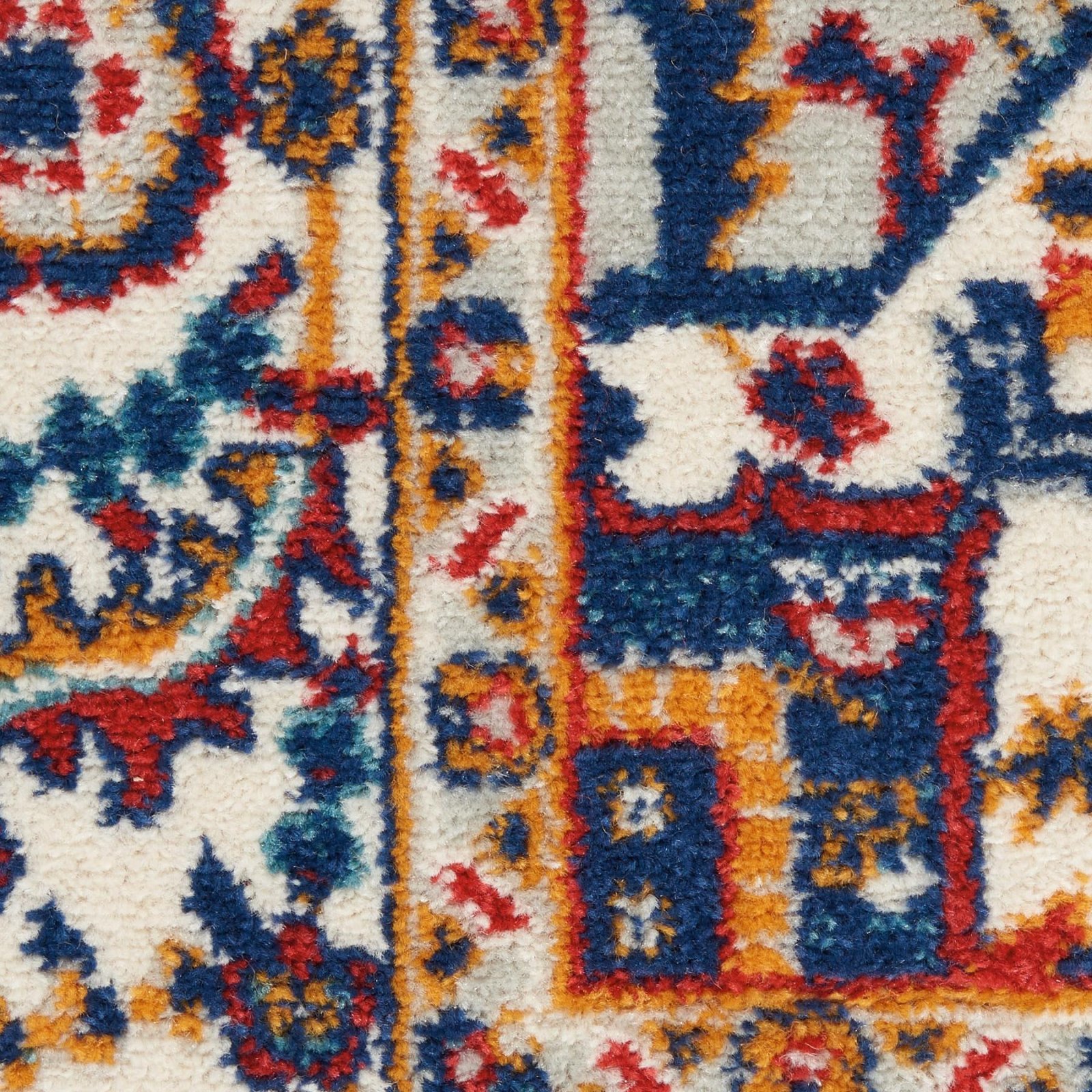 8' Blue And Ivory Medallion Distressed Runner Rug - Image 9