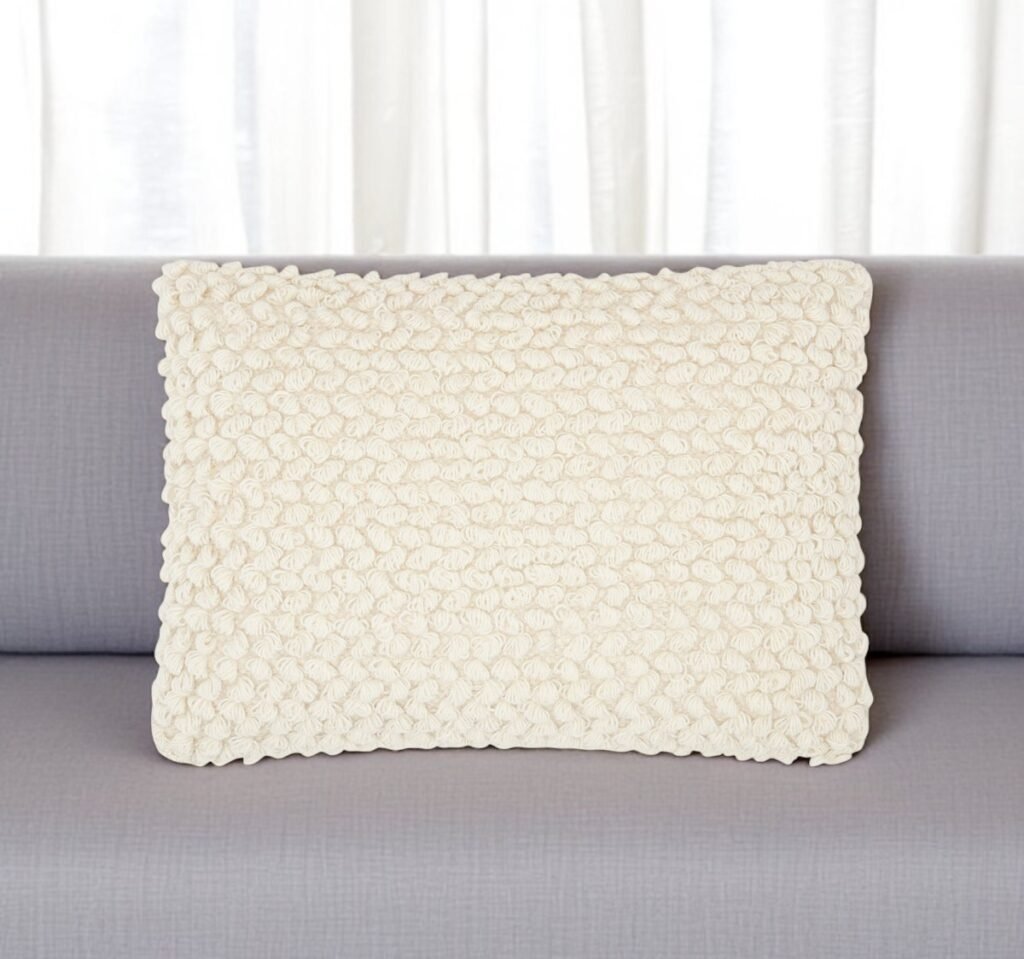 Off White Knotted Detail Lumbar Pillow