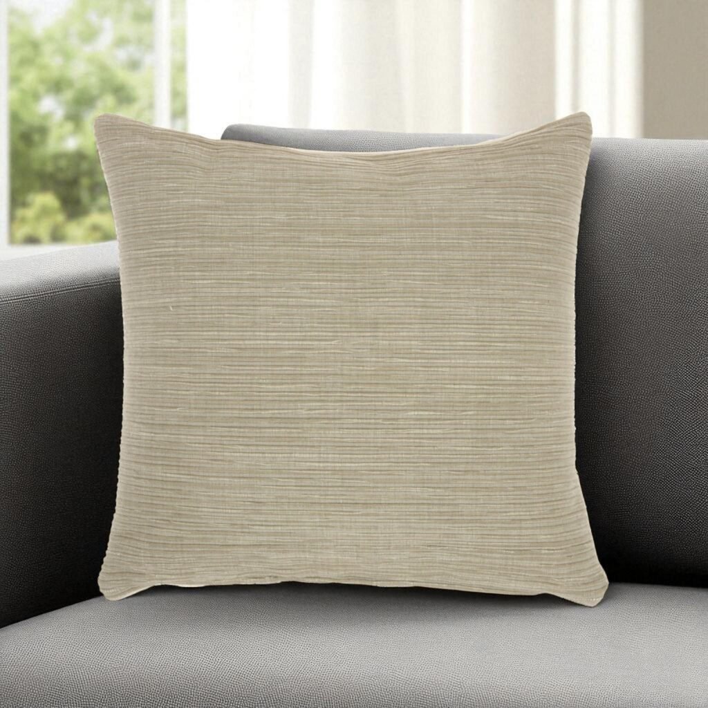 Taupe Distressed Stripes Throw Pillow