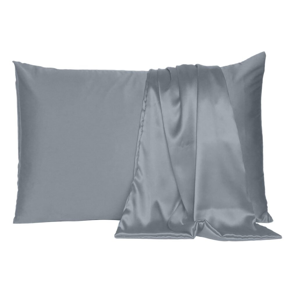 Set Of Two Dark Gray Dreamy Silk Satin Standard Pillowcases