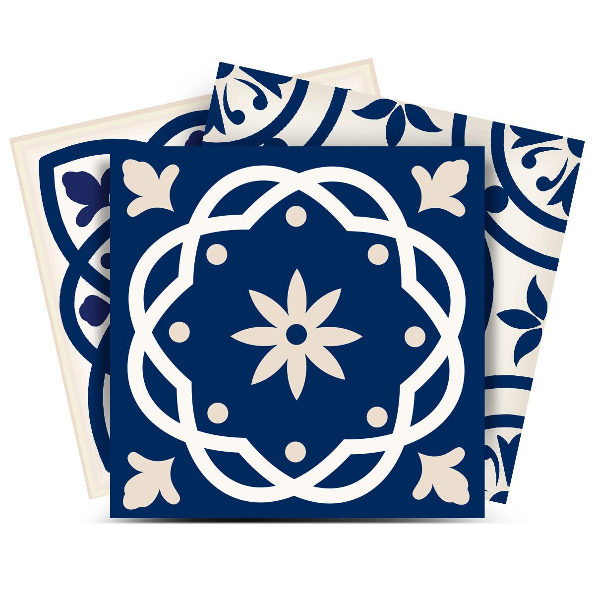 5" X 5" Midnight Blue And White Peel And Stick Removable Tiles - Image 4