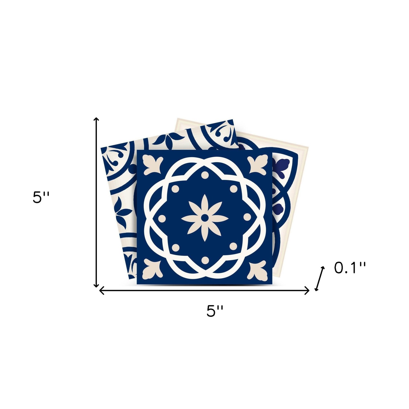5" X 5" Midnight Blue And White Peel And Stick Removable Tiles - Image 6