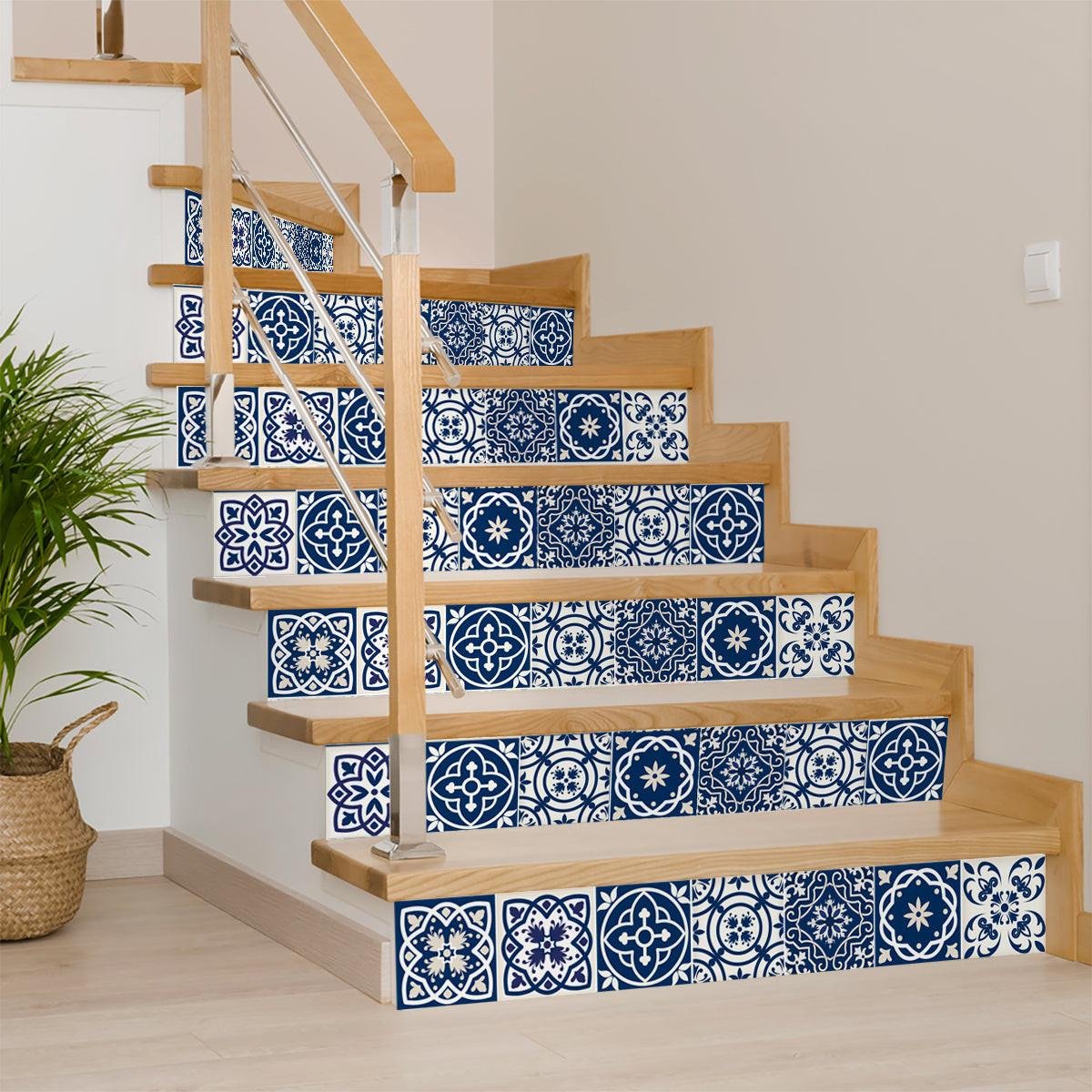 7" X 7" Midnight Blue And White Peel And Stick Removable Tiles - Image 5