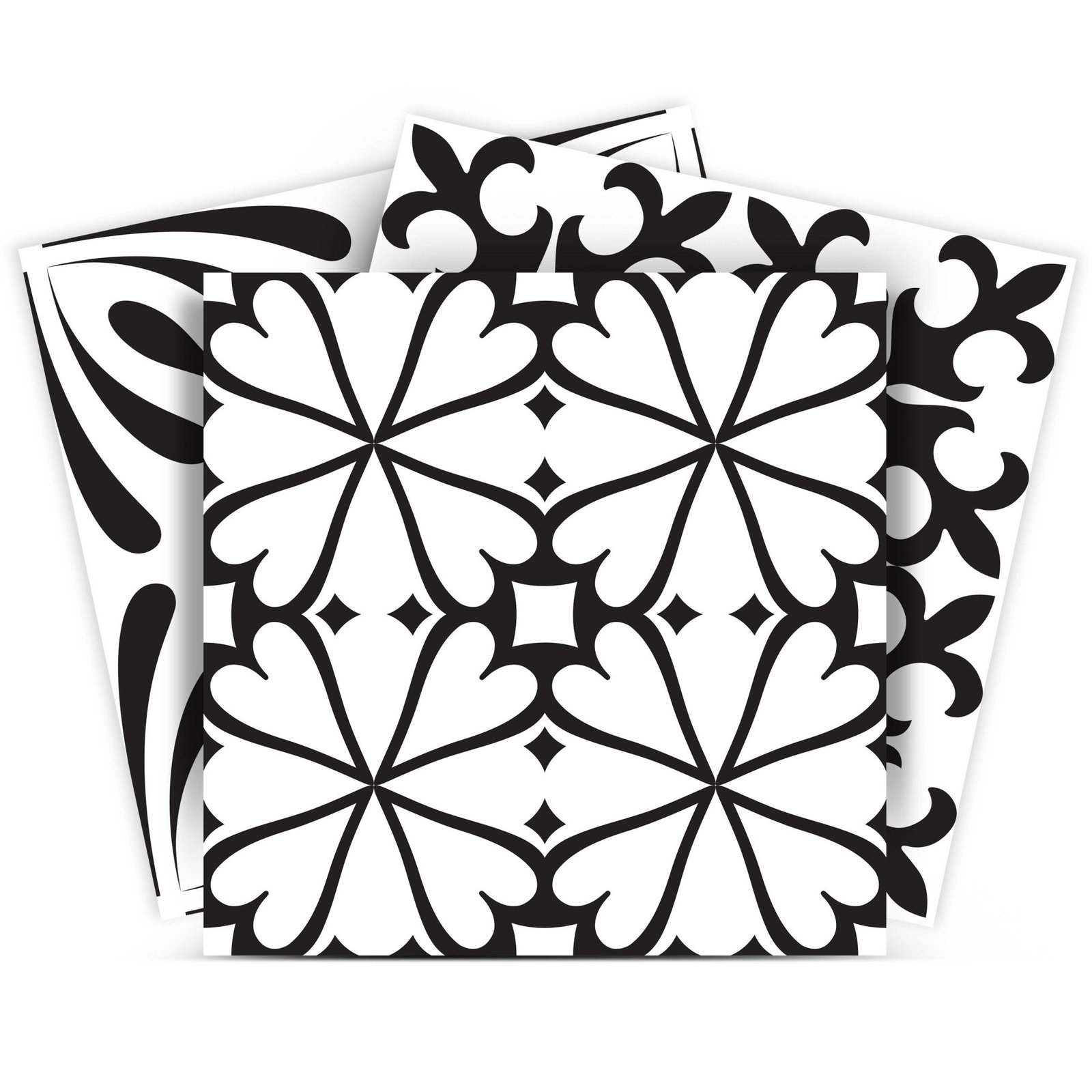 5" X 5" Black And White Mash Peel And Stick Removable Tiles - Image 3