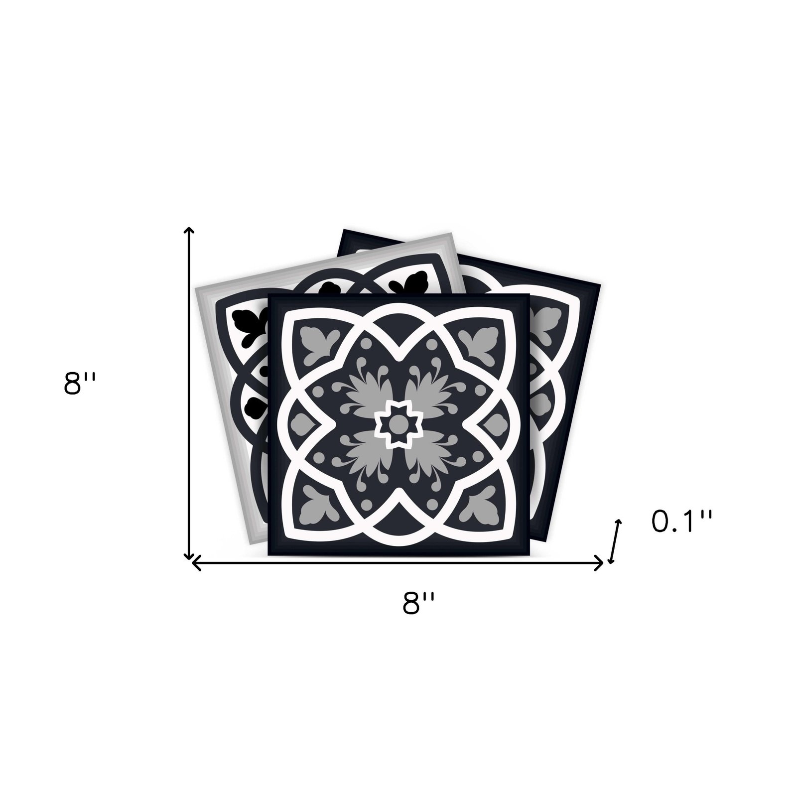 8" x 8" Black Gray And White Vinyl Peel And Stick Removable Tiles - Image 6