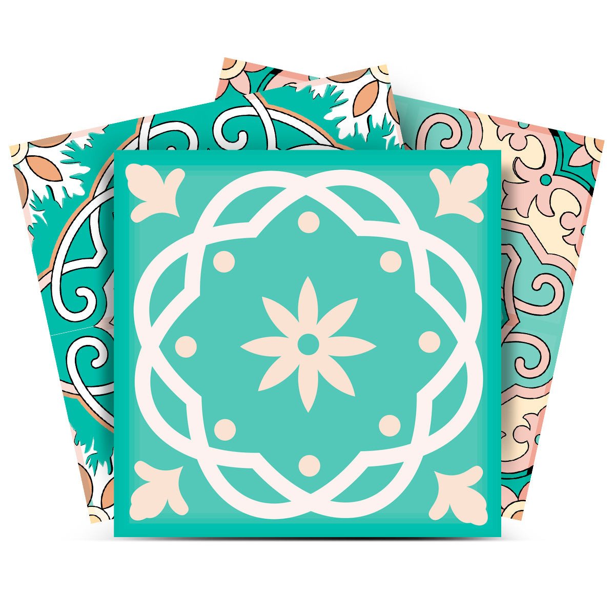 4" X 4" Aquamarine Mosaic Peel And Stick Removable Tiles - Image 2