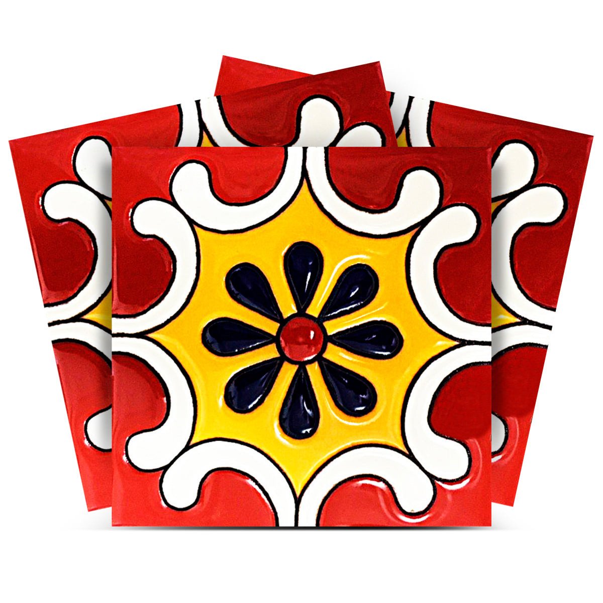 8" x 8" Red And White Vinyl Peel And Stick Removable Tiles