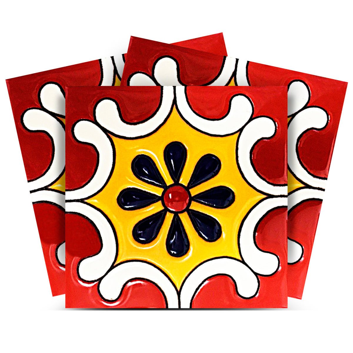 8" x 8" Red And White Vinyl Peel And Stick Removable Tiles - Image 4