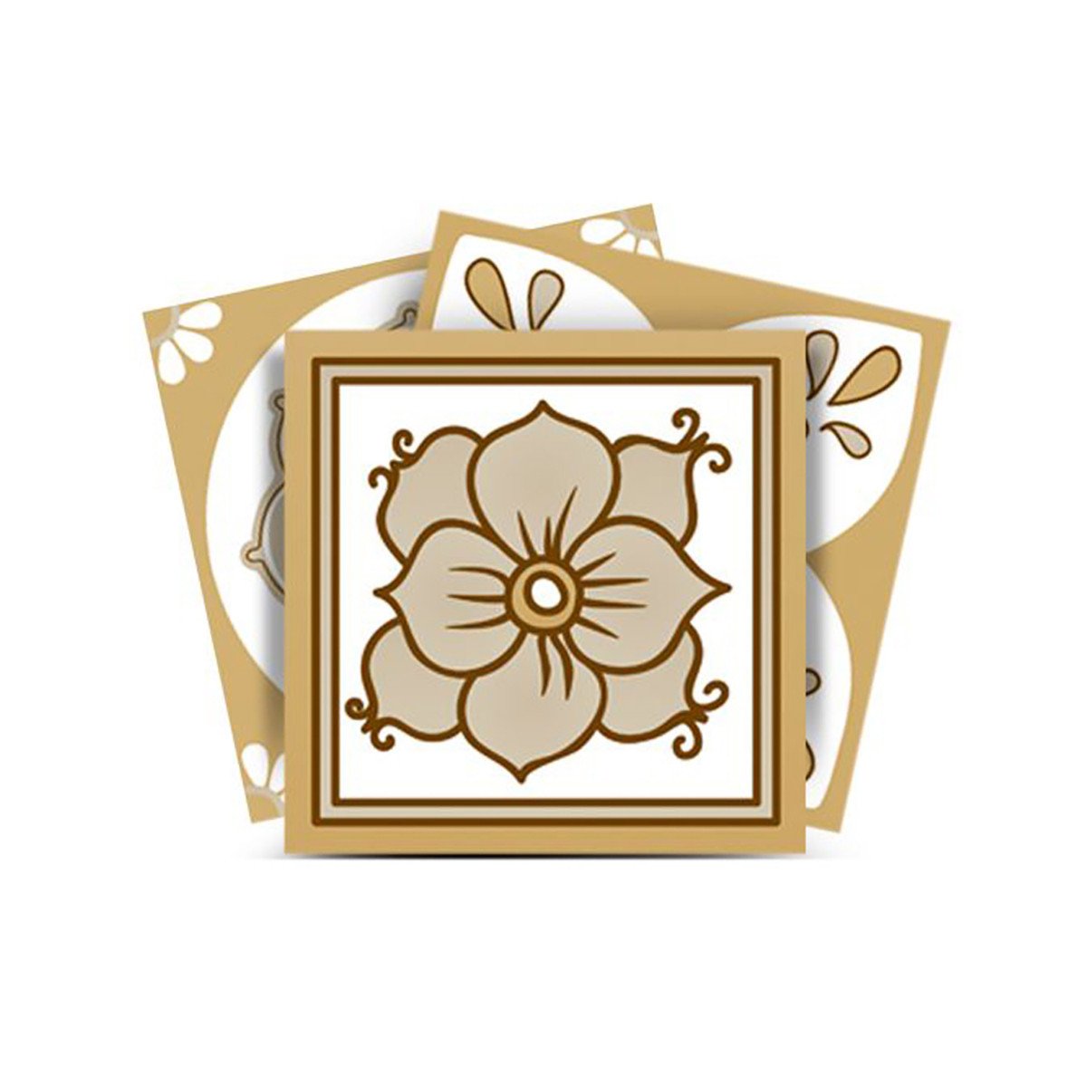 5" X 5" Vintage Brown And White Peel And Stick Removable Tiles - Image 3
