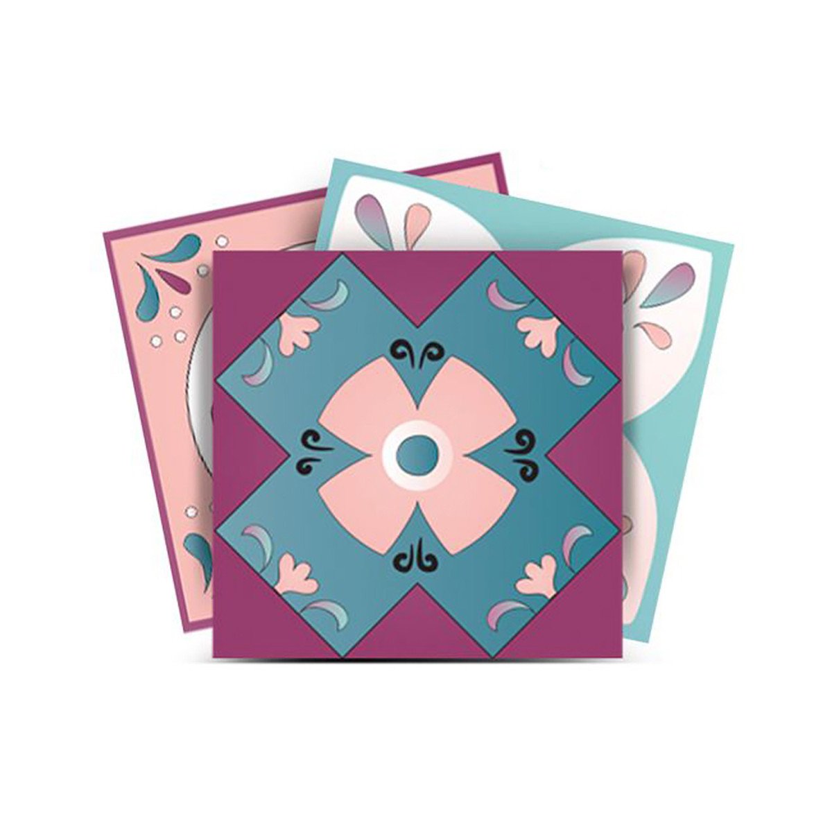 7" x 7" Purple And White Vinyl Peel And Stick Removable Tiles - Image 3